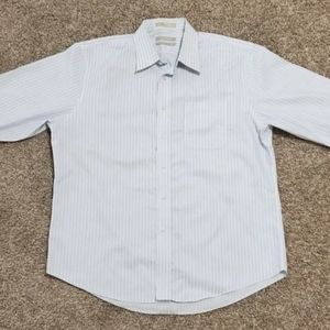 Men's Nordstrom Traditional Fit Long Sleeve Shirt Size 16.5/33 White Striped